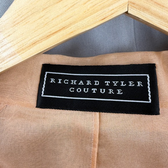 Richard Tyler Couture Blazer Size XS Est Peach Sheer Silk Organza Peplum Jacket - Picture 4 of 5